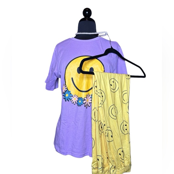 Happy face pjs. New. Soft and fun. 20”ptp 24.5 shoulder to hem - Picture 2 of 4